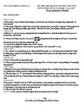 Đề thi chọn học sinh giỏi trường môn Sinh học Lớp 10 - Năm học 2016-2017 - Trường THPT Nam Đàn 2
